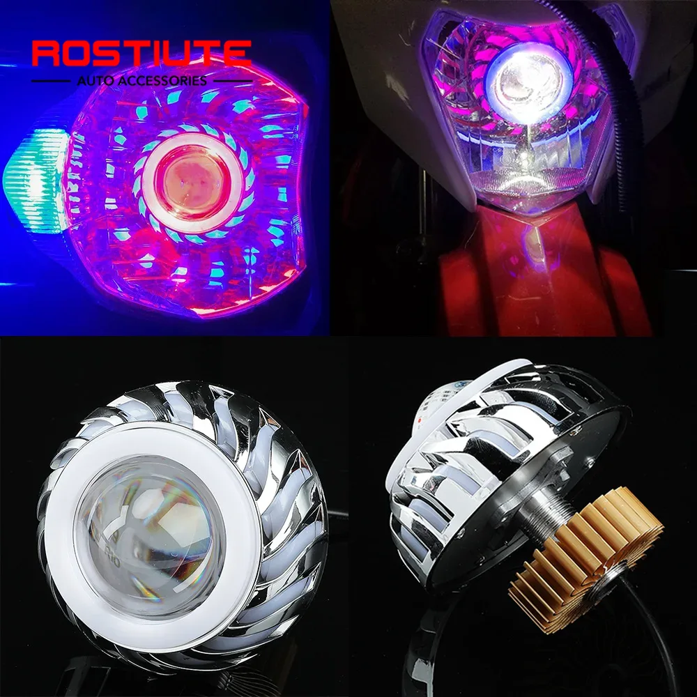 Universal Motorcycle Led Headlight Projector - Faróis de motocicleta com olhos de