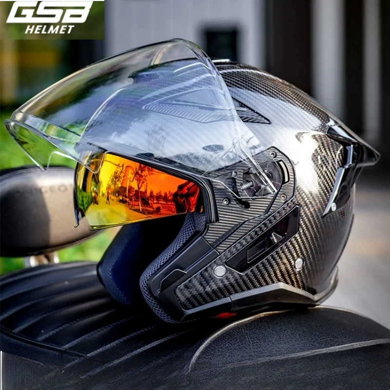 Carbon Fiber Lightweight Motorcycle Helmet - Capacete de Motocicleta GSB em Fibra