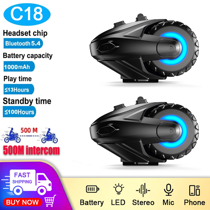 Universal Motorcycle Helmet Intercom Headset - 1/2 Peças Intercomunicador Bluetooth 5.4 para