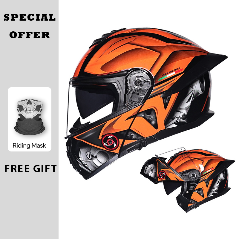 Dual Visor Motorcycle Racing Helmet - Capacete dobrável para motocicleta, viseira dupla,