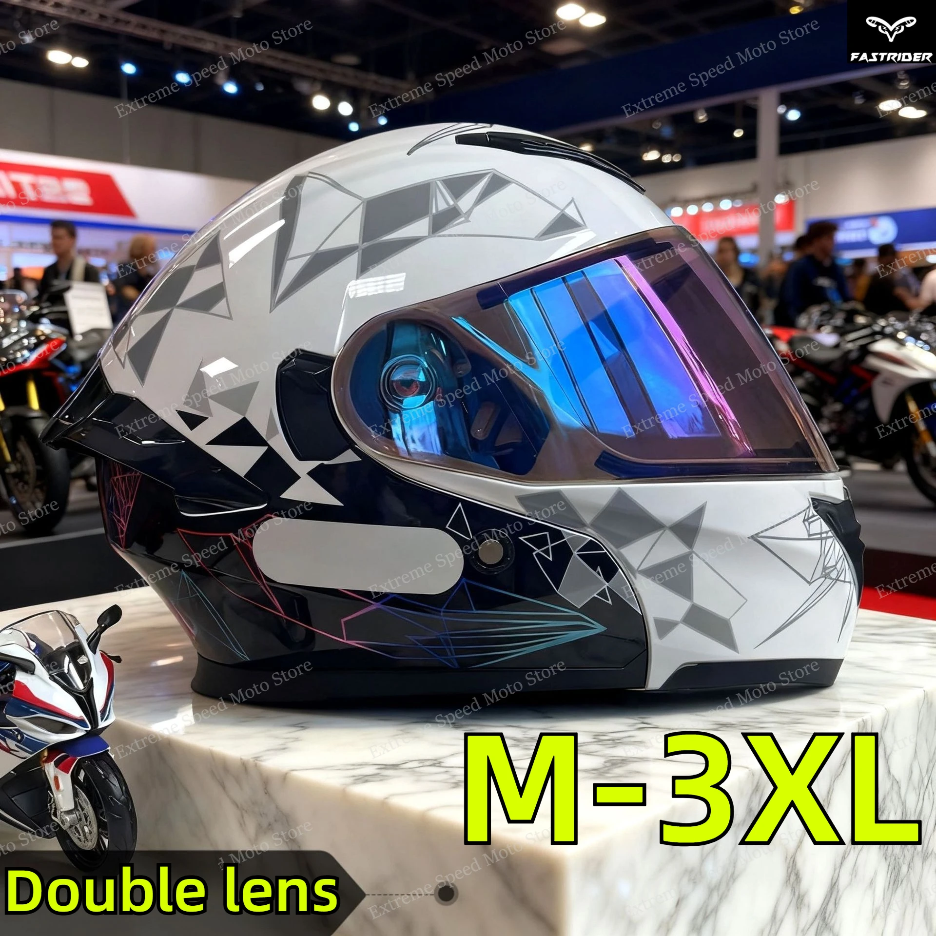Dual Visor Motorcycle Racing Helmet - Capacete Modular Certificado para Motocicleta, Capacete