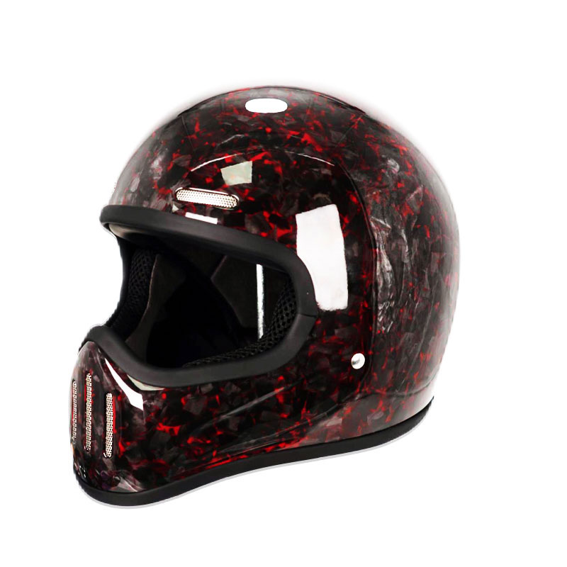 Novo capacete retrô de fibra d - Carbon Fiber Lightweight Motorcycle Helmet avaliação e preço