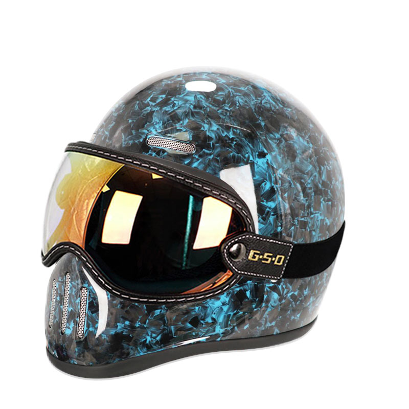 Novo capacete retrô de fibra d - Carbon Fiber Lightweight Motorcycle Helmet avaliação e preço