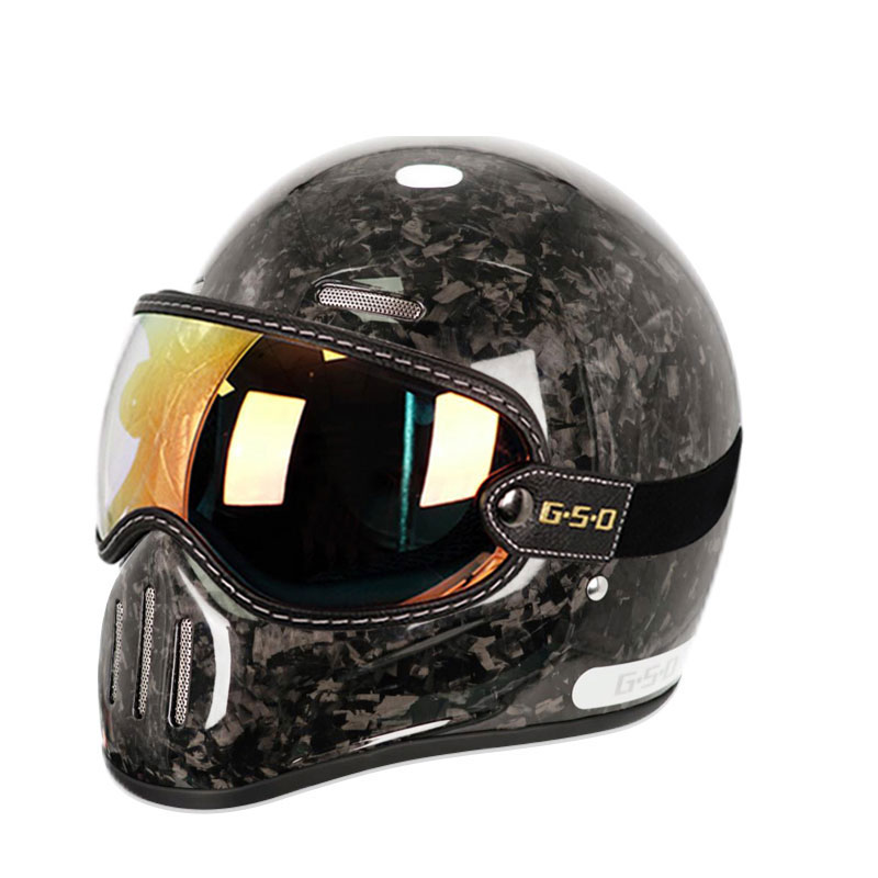 Novo capacete retrô de fibra d - Carbon Fiber Lightweight Motorcycle Helmet avaliação e preço