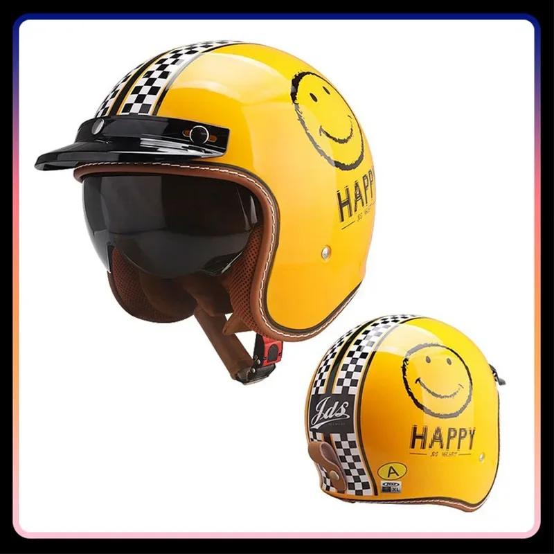 Homens mulheres rosto aberto c - Vintage Open Face Retro Helmet avaliação e preço