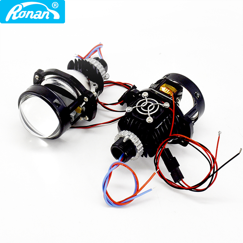 Ronan-mini farol de carro bi-l - Universal Motorcycle Led Headlight Projector avaliação e preço