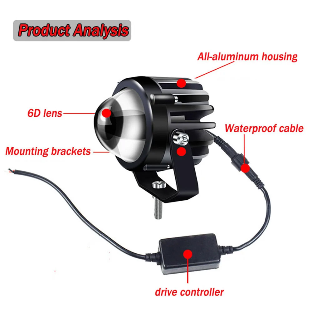 Projetor de motocicleta luz la - Universal Motorcycle Led Headlight Projector avaliação e preço
