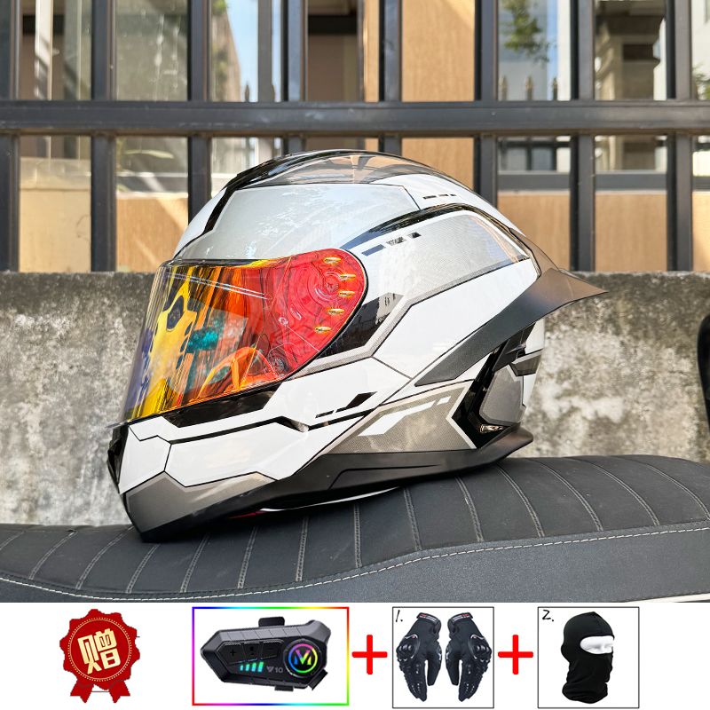 Capacete de Motocicleta ORZ co - Full Face Motorcycle Helmet With Bluetooth avaliação e preço