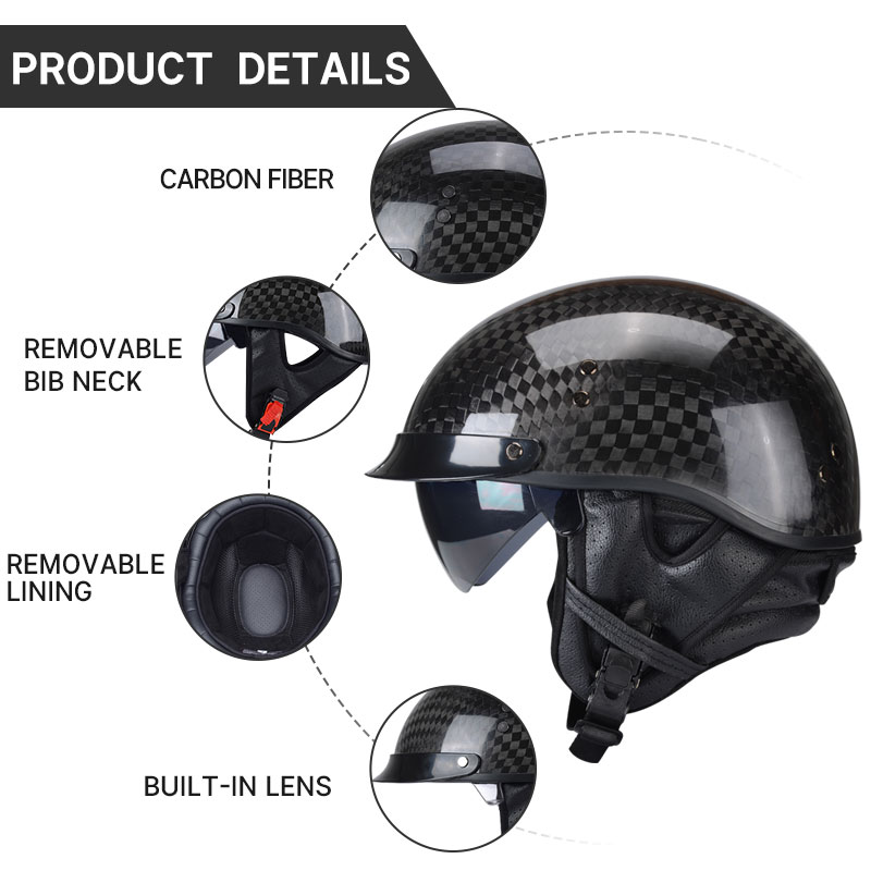 Peso leve 12k preto brilhante  - Carbon Fiber Lightweight Motorcycle Helmet avaliação e preço