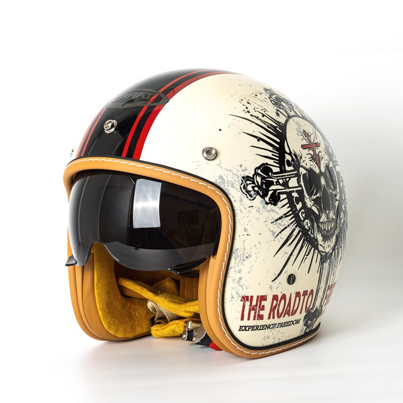 Capacete de Motocicleta Vintag - Vintage Open Face Retro Helmet avaliação e preço