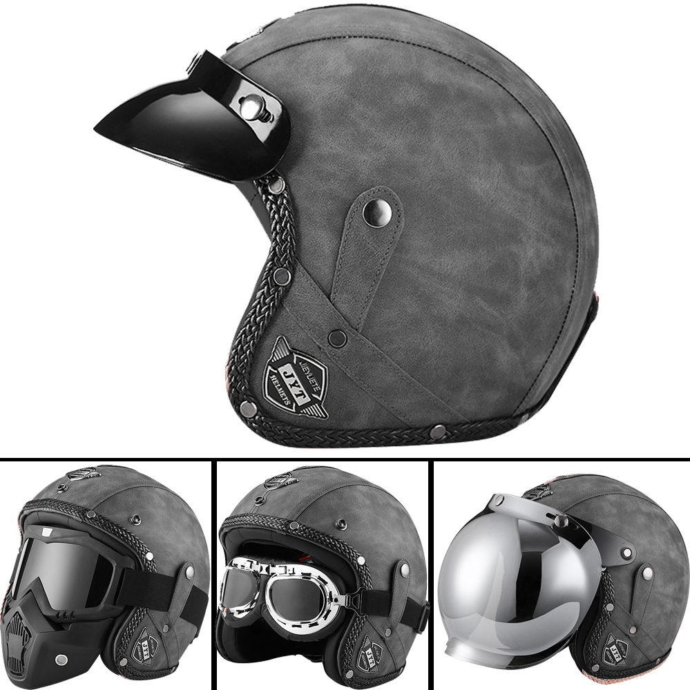 Dot 3/4 rosto aberto motocicle - Vintage Open Face Retro Helmet avaliação e preço