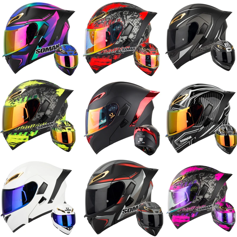 Soman capacete facial completo - Dual Visor Motorcycle Racing Helmet avaliação e preço