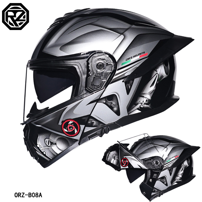 Capacete de Motocicleta ORZ co - Modular Flip Up Motorcycle Helmet Dot Approved avaliação e preço