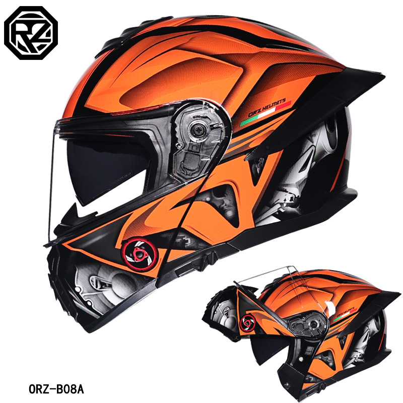 Capacete de Motocicleta ORZ co - Modular Flip Up Motorcycle Helmet Dot Approved avaliação e preço