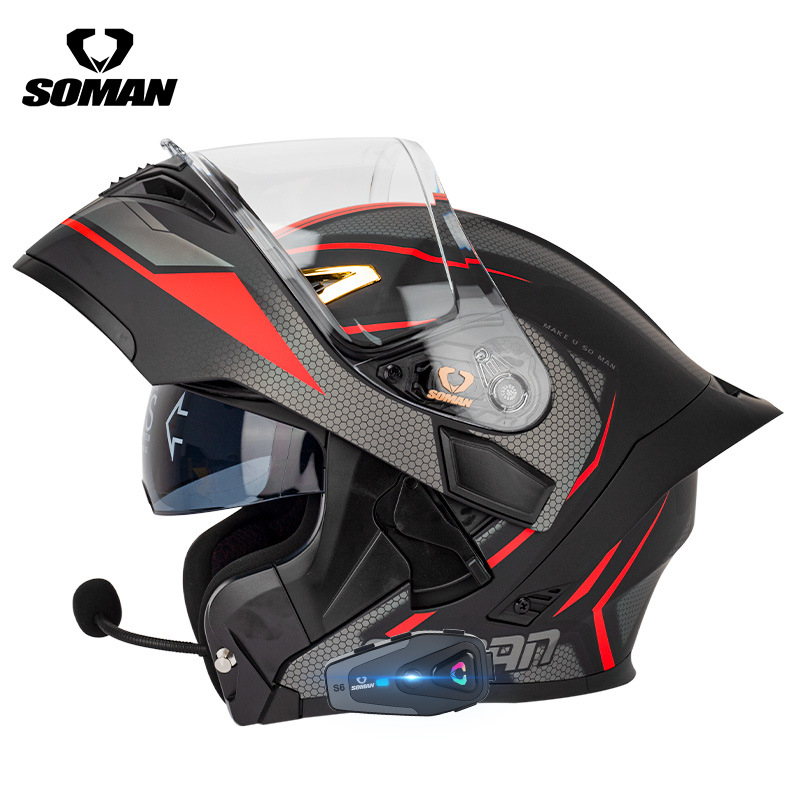 Capacete de motocicleta SOMAN  - Dual Visor Motorcycle Racing Helmet avaliação e preço