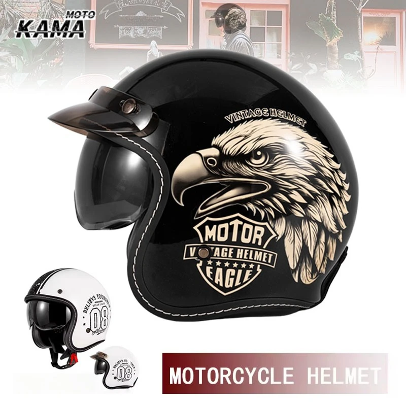 Capacete de Moto Aberto Vintag - Vintage Open Face Retro Helmet avaliação e preço