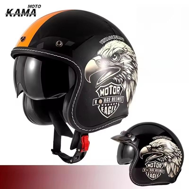 Capacete de Moto Aberto Vintag - Vintage Open Face Retro Helmet avaliação e preço