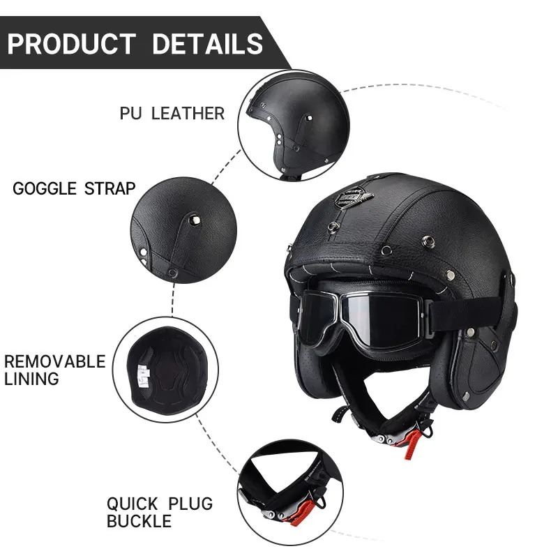 Capacete Jet KAESE Clássico Ci - Vintage Open Face Retro Helmet avaliação e preço